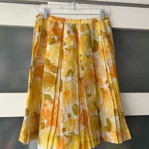 Sunny Yellow and Orange Pleated A-Line Skirt